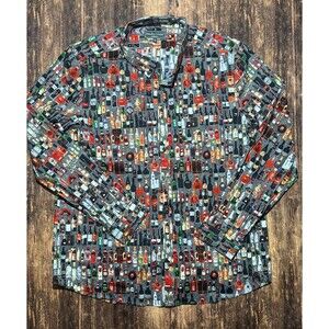 Paisley&Gray Men's Slim Fit Long Sleeve Bottle Print Collared Shirt New Sz XXL